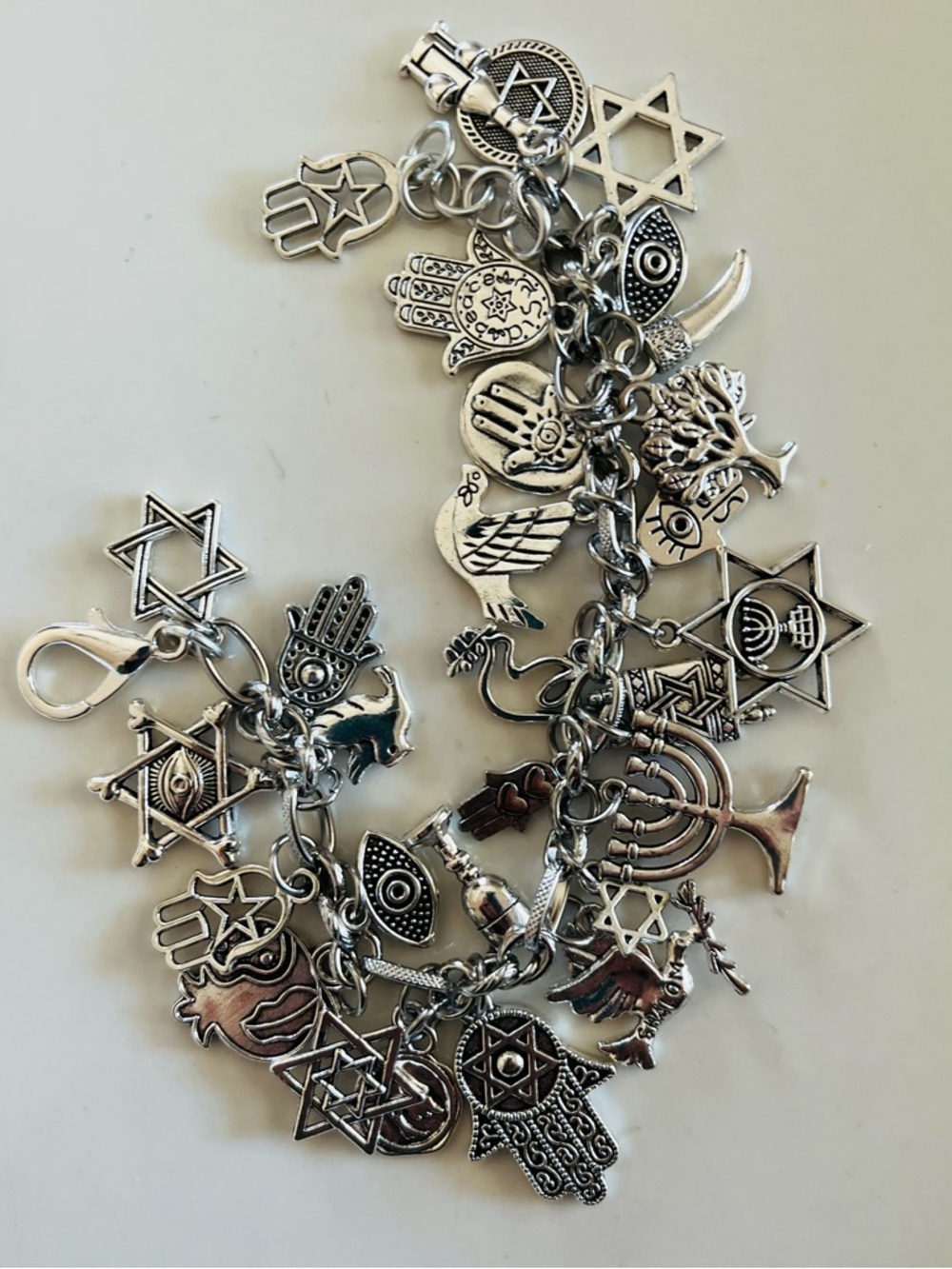 Charm Bracelet Jewish Hebrew Faith Charm Bracelet Silver Alloy
